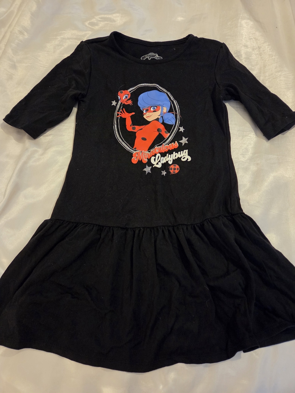 Miraculous Ladybug Girls Dress Size 6/6X Black Red Marinette Character
